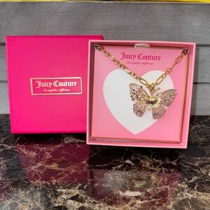 Juicy Couture Pink and Gold Butterfly Necklace